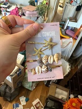 Gold & Natural Shell Hair Pin Set